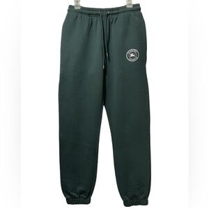 BURBERRY ($650USD) WALFORD FOREST GREEN COTTON FLEECE W/LOGO INSULATED JOGGERS
